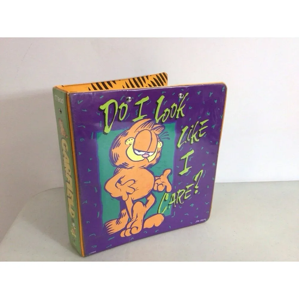 Vintage Garfield Mead 3-Ring Binder Planner Clipboard Metal Clip & Folders 1990s
